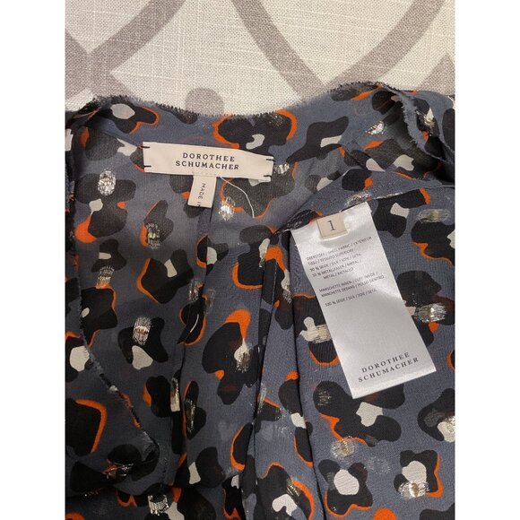 Dorothee Schumacher Sheer Silk Long-Sleeve Midi Dress With Leopard Print Size S - Picture 6 of 6